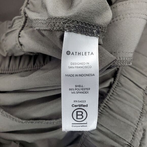 Athleta Skyline Paper Bag Waist Pants Olive Gray Size 10 - Picture 10 of 11